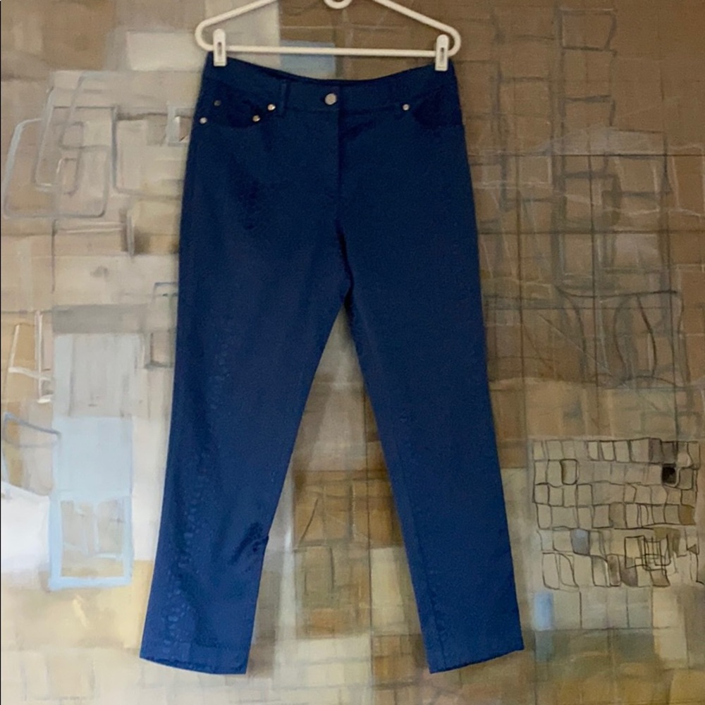 Eric Prussian Blue Lizard Print 5 Pocket Jeans